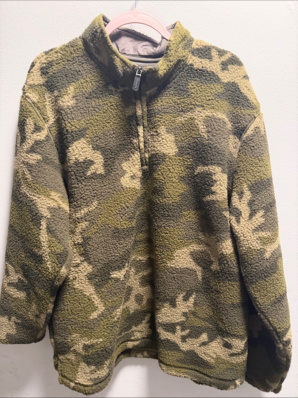 Wrangler Men's Camo Sherpa Half-Zip - Green & Tan